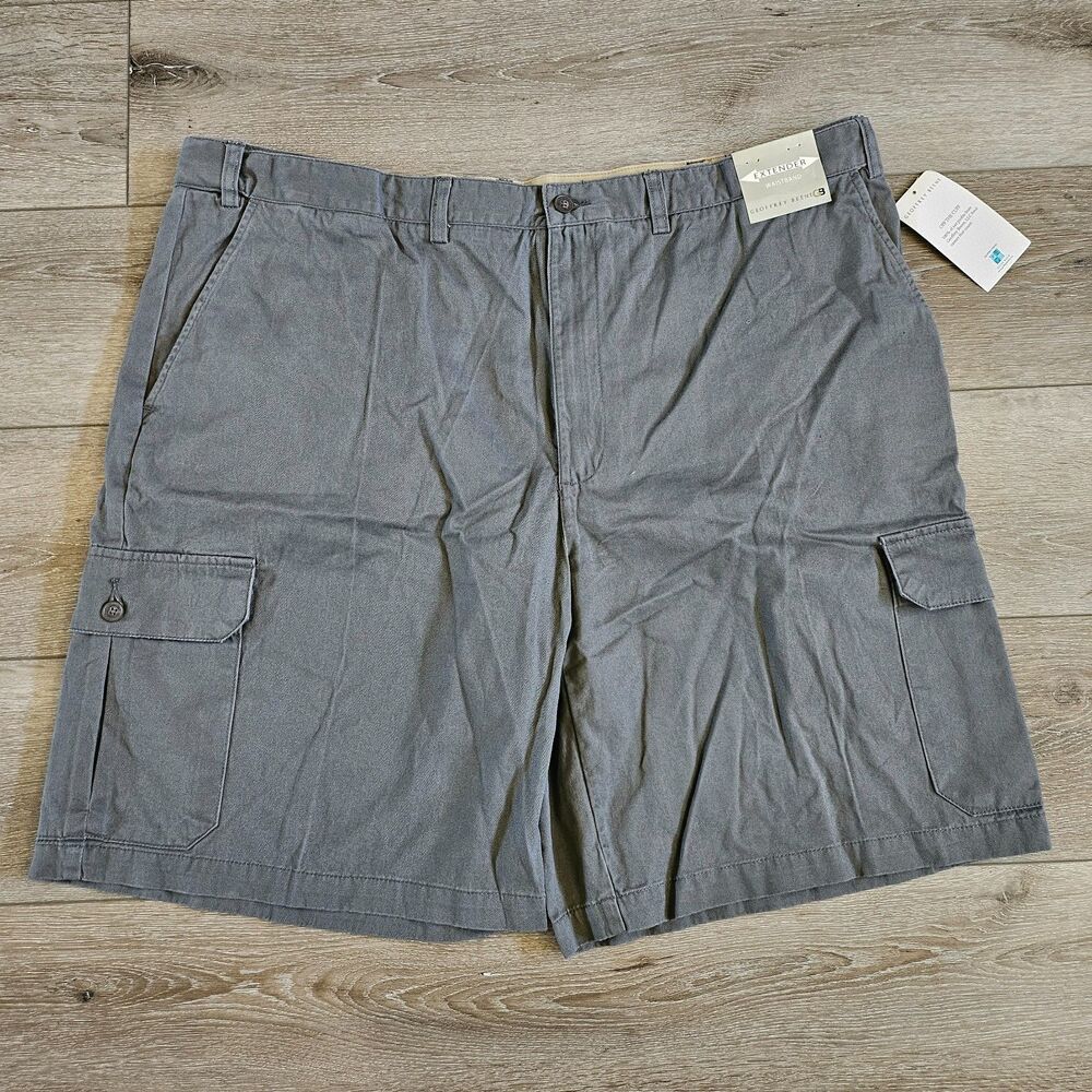 NWT Geoffrey Beene Extender Waistband Shorts Sz 44 Gray Cargo Solid Flat 10"